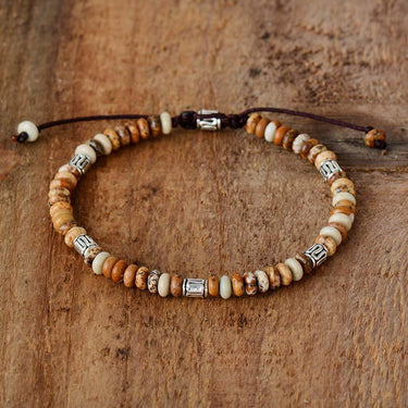 Natural Jasper Brown Discs Handmade Beads Bracelet-Your Soul Place